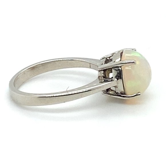 White Opal 3.19ct Platinum Solid Silver Ring - Picture 4 of 6